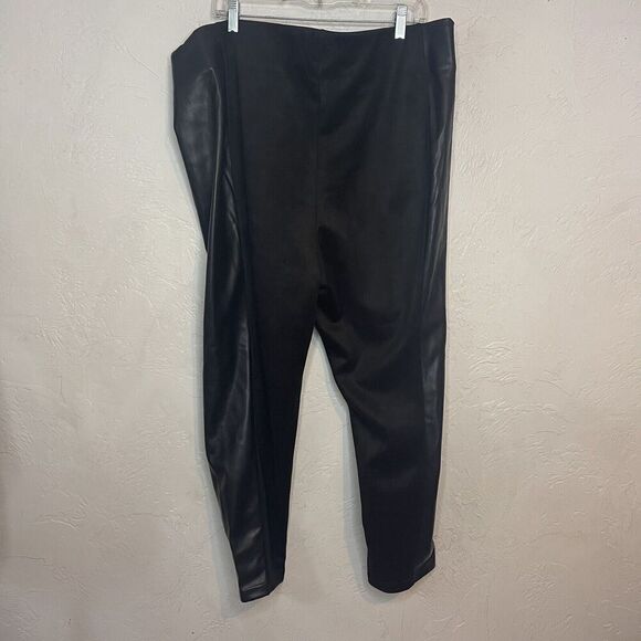 NWT Marc New York Black Faux Leather Spandex Pants Pull On Full Control - Picture 7 of 8
